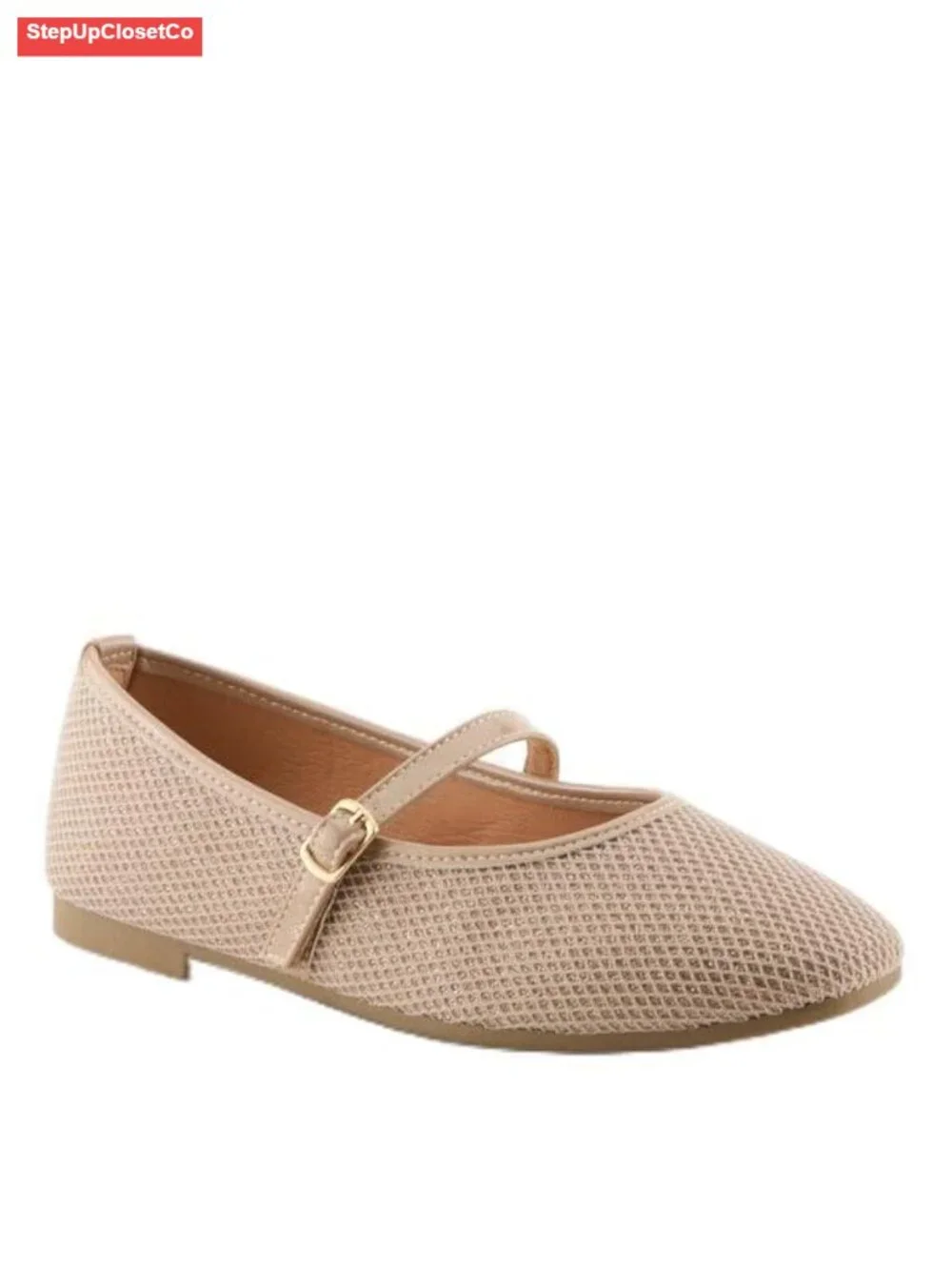 Women's Mary Jane Flat Cushioned Insole Woven Texture Adjustable Strap
